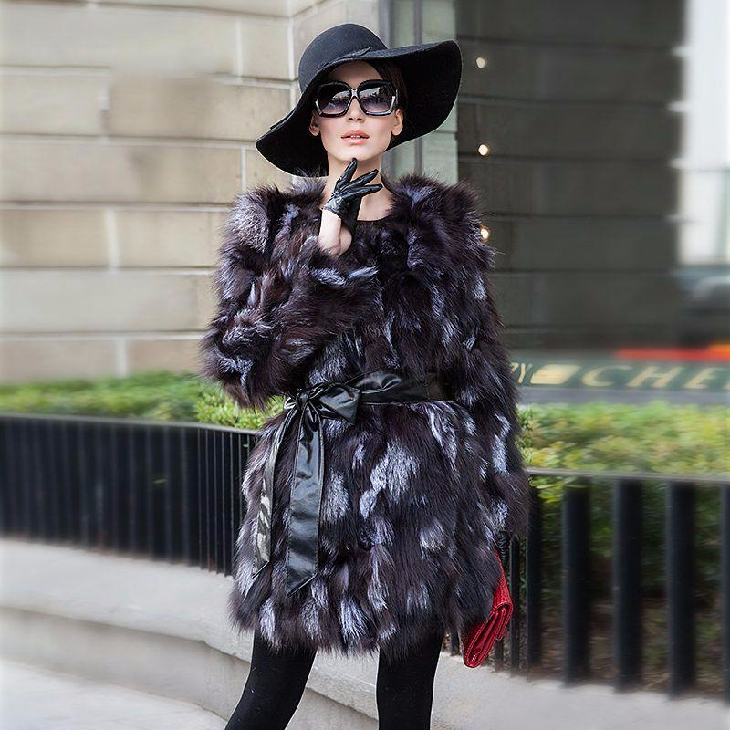 Fashion Women's Silver Fur Coat Jacket