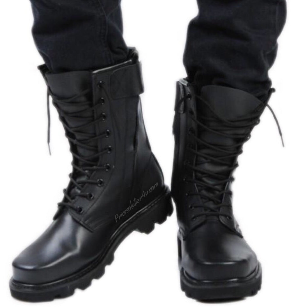 Leather Combat And Steel Head Tooling Boots
