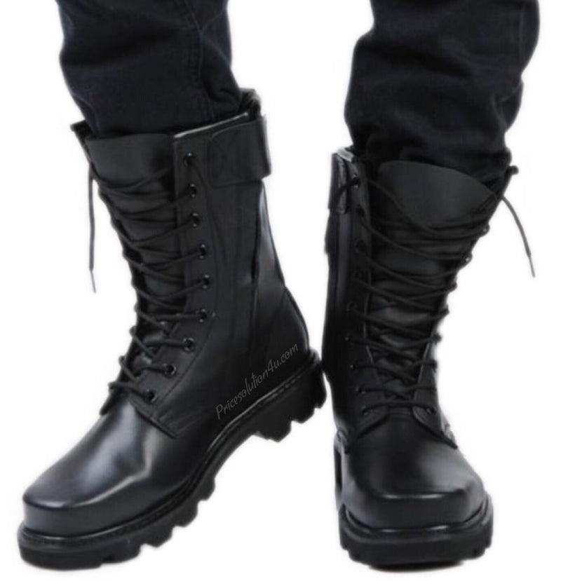 Leather Combat And Steel Head Tooling Boots