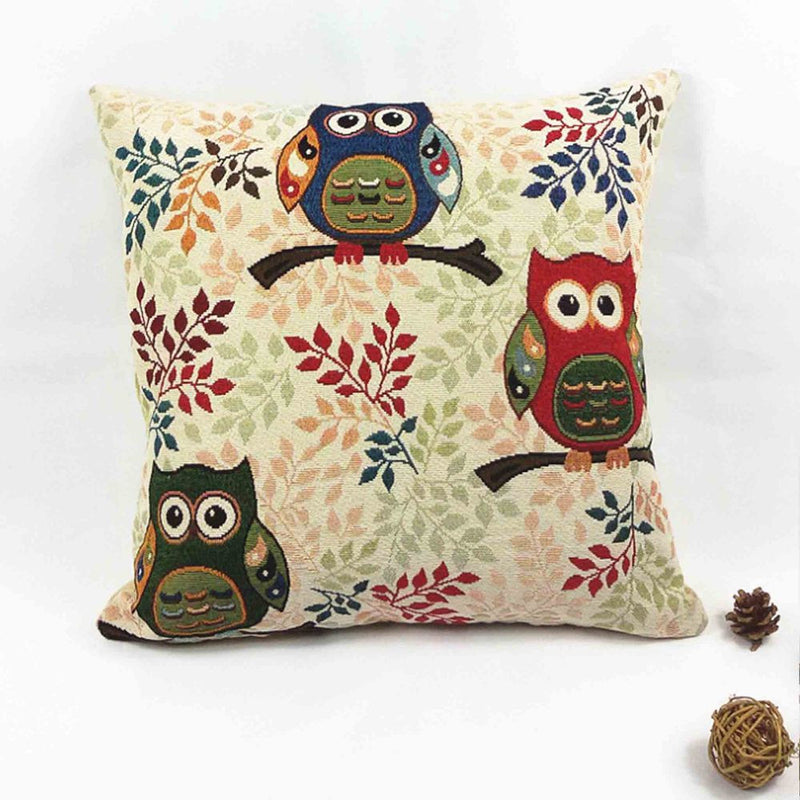 Owl Printed Cushion Pillow Cover 