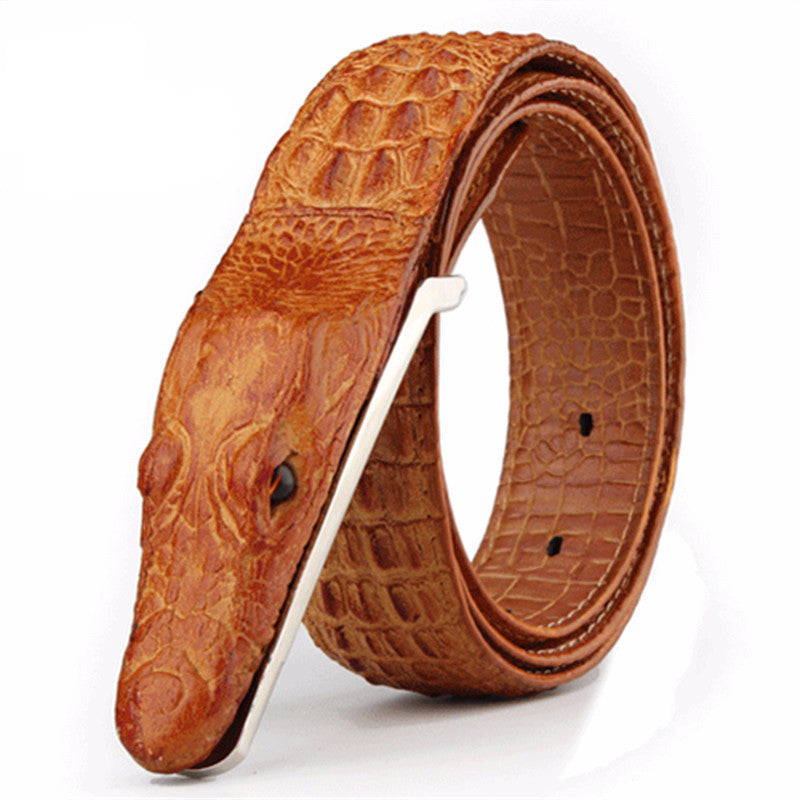 Crocodile Men's Belts Cow Leather Belt 