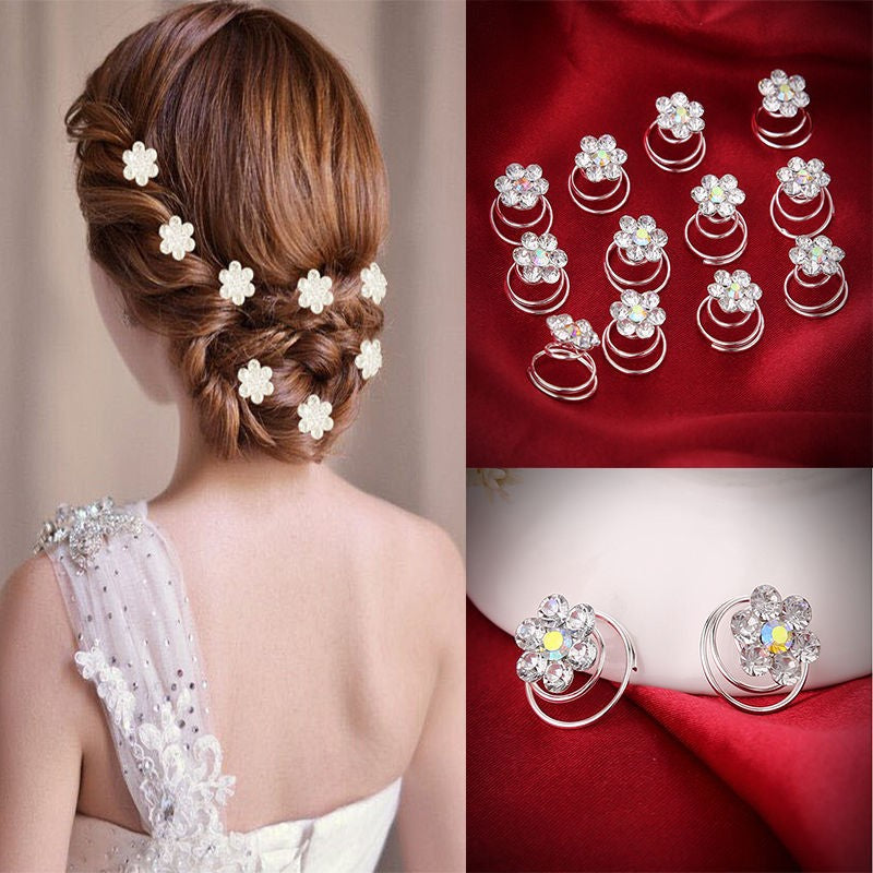 Crystal Rhinestone Flower Hair Clips Hairpins 