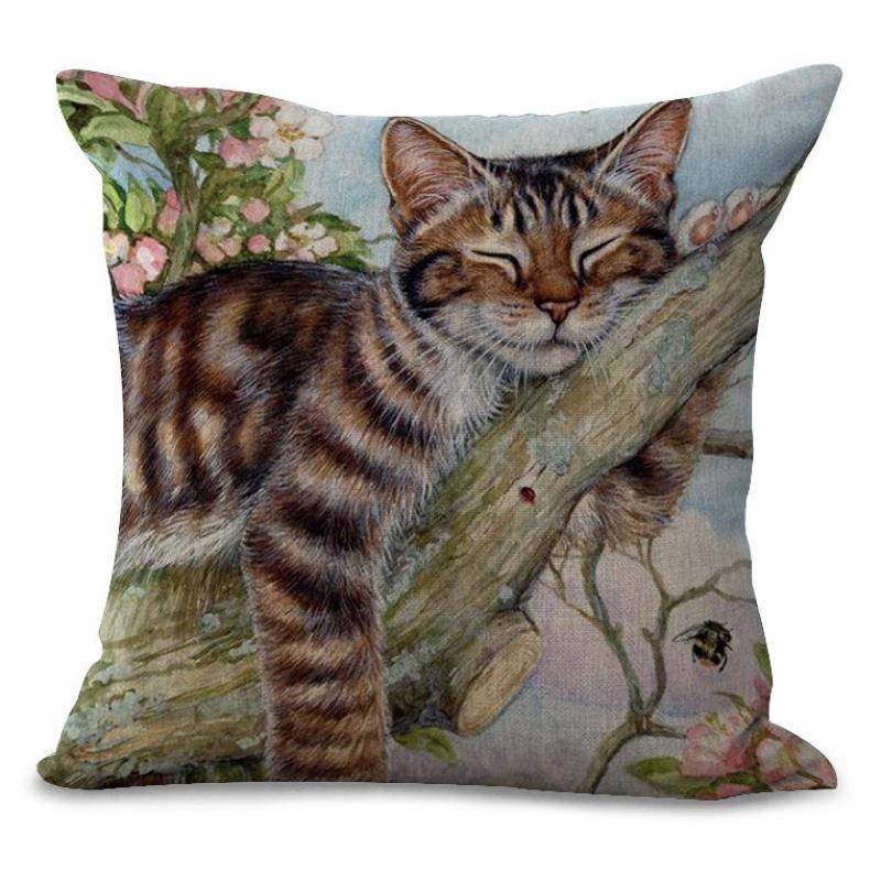 Cute Floral Cat Pillow Cushion 