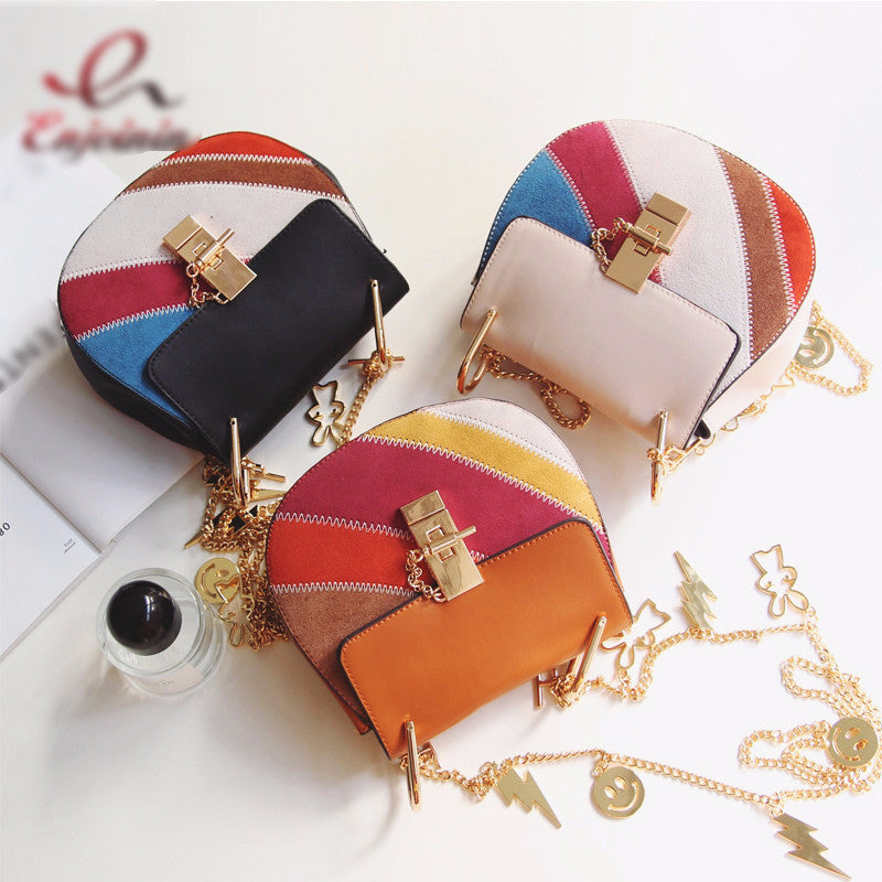 Suede Leather Patchwork Women's HandBag