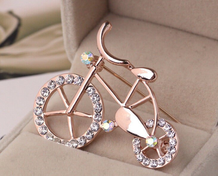 Korean Cute Bicycle Retro Crystal Brooch Pin 