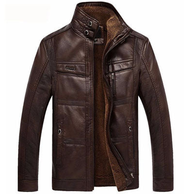 Men's Faux Fur Fleece Leather Jacket 
