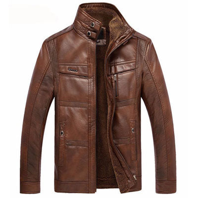 Men's Faux Fur Fleece Leather Jacket 