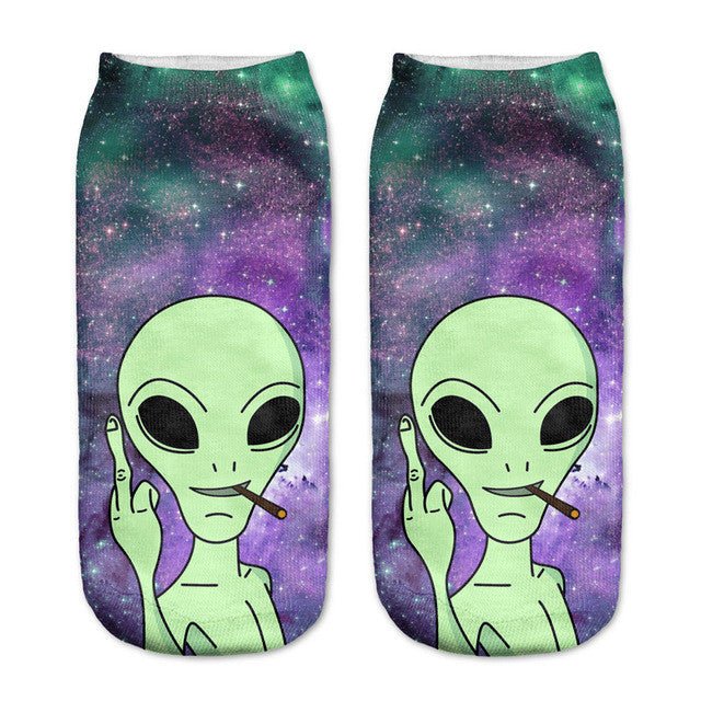 Aliens Women's Girls Low Cut Ankle Socks