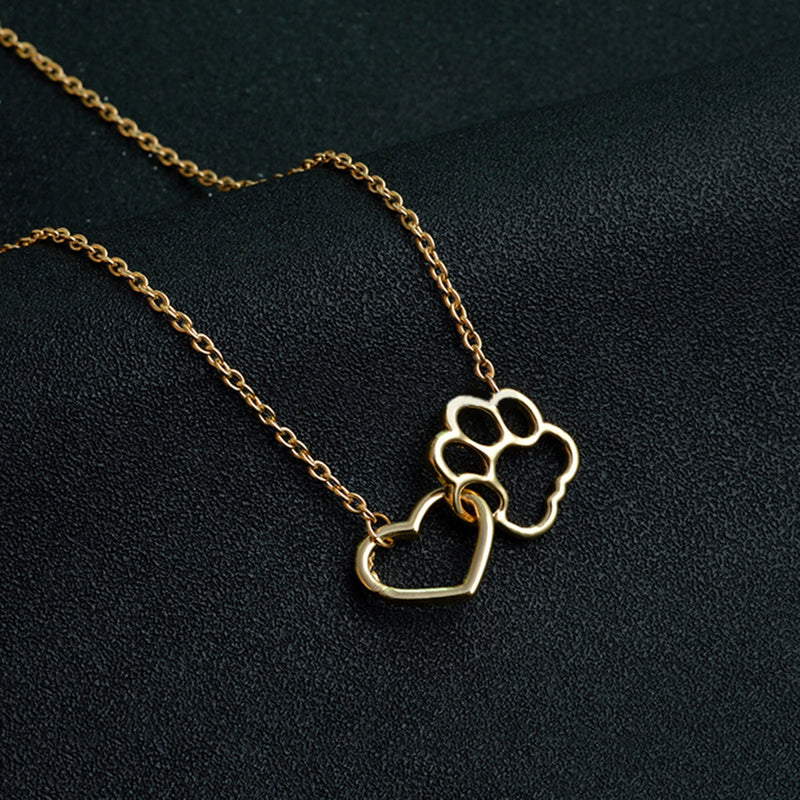 Paw Heart Print Necklace 