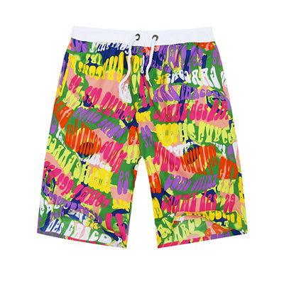 Floral Summer Plaid Men Women Beach Shorts 