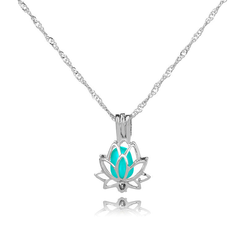 Lotus Flower Glow In The Dark Necklace 