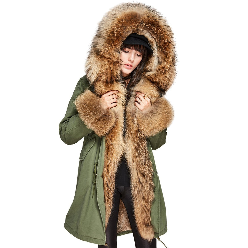 Detachable Fur Collar Hooded Coat 