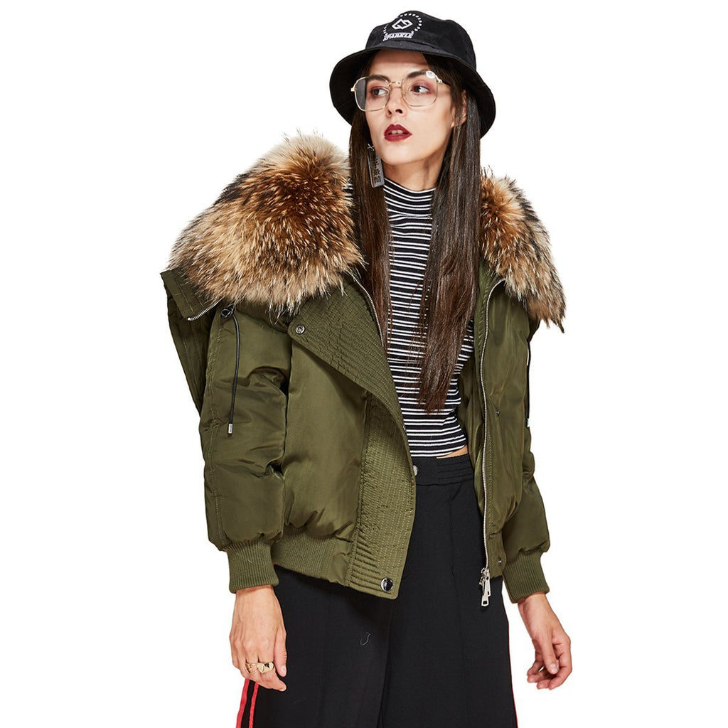 Trendy Women's Down Coat Parka Bomber Jacket