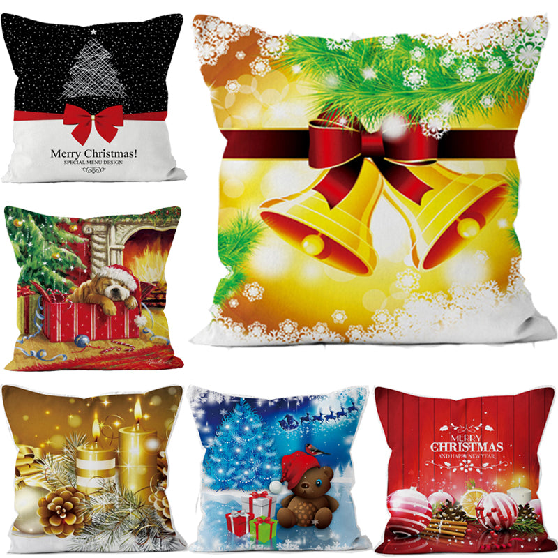 Short Plush Santa Claus Soft Cushion Cover 