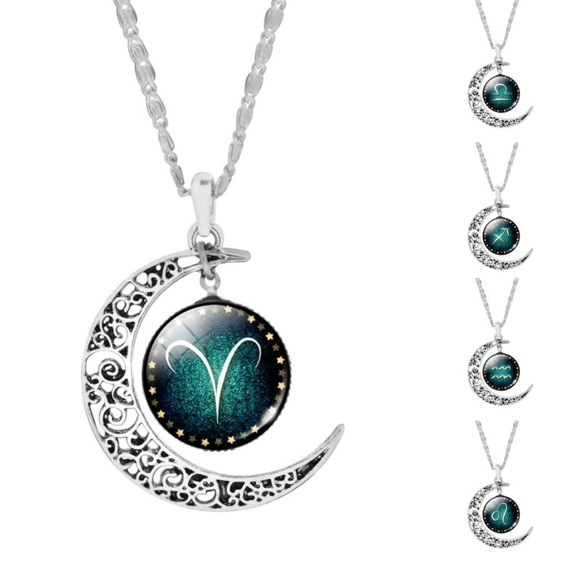 Birth Month Moon Pendant Necklace