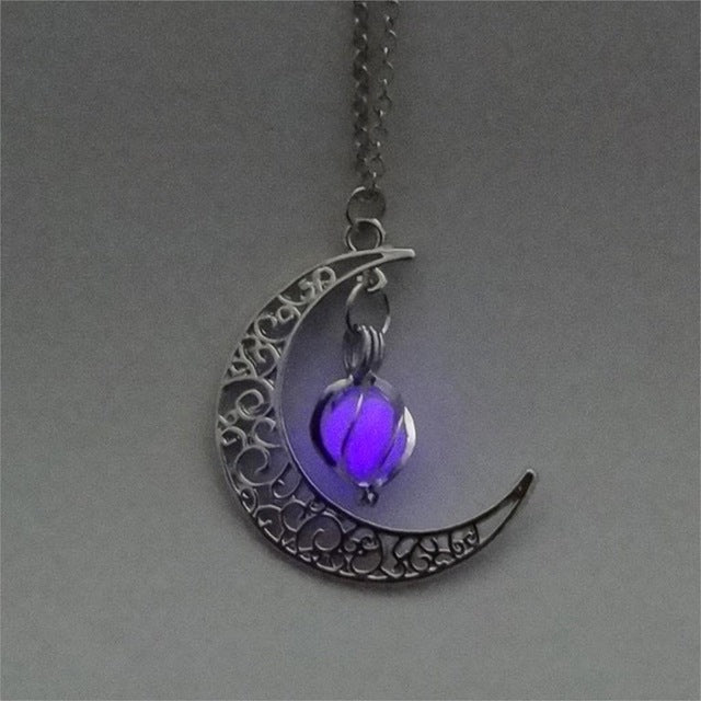 Glow In The Dark Silver Pendant Necklace 