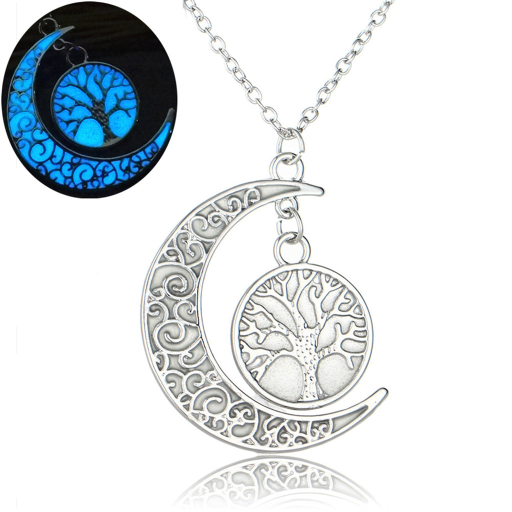 Silver Tree Of Life Glow In The Dark Necklace 