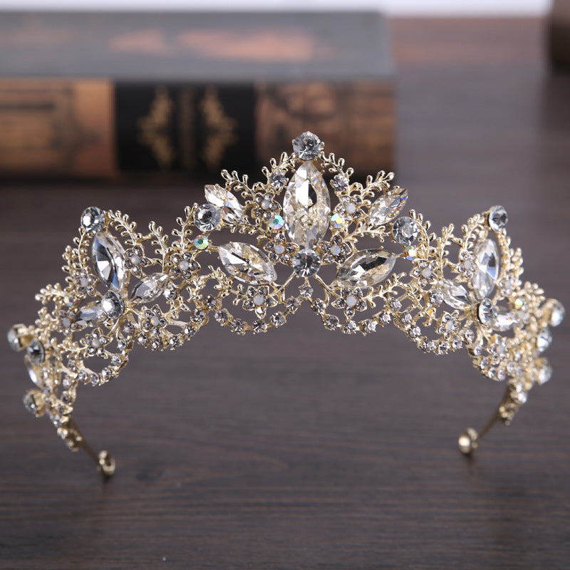 Light Gold Crystal Bridal Crown Tiaras 