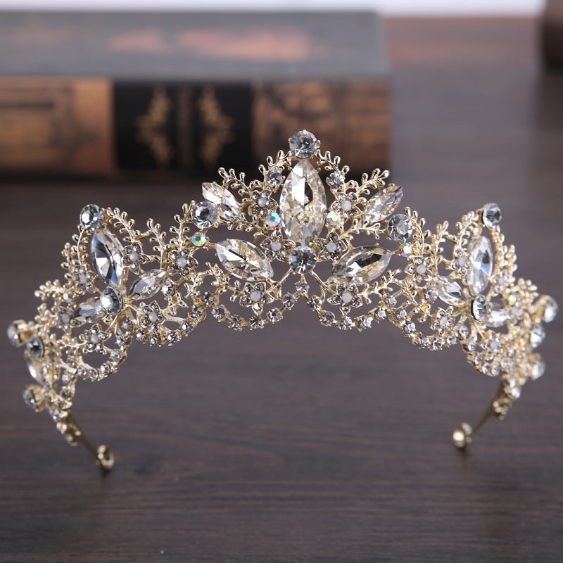 Light Gold Crystal Bridal Crown Tiaras