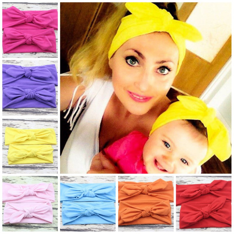 Mom Baby Rabbit Ears Hair Bow Headband 