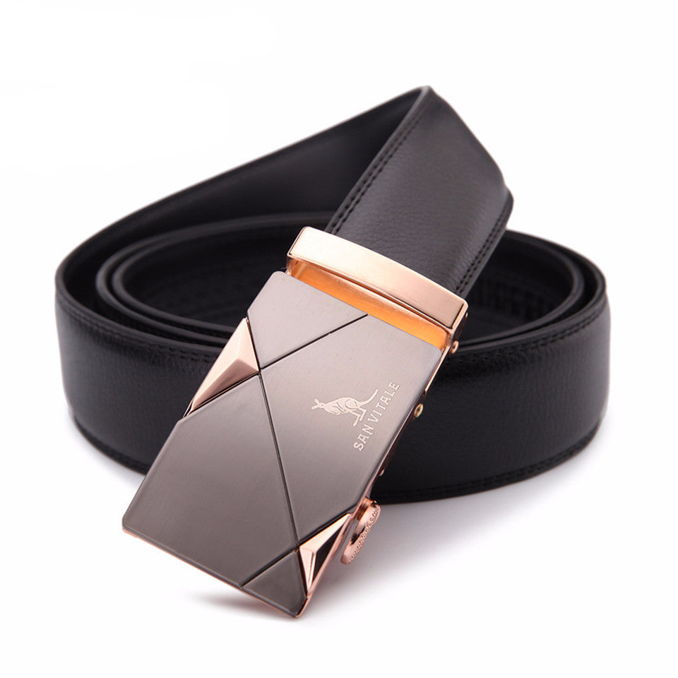 Leather Automatic Buckle Strap Belts For Men