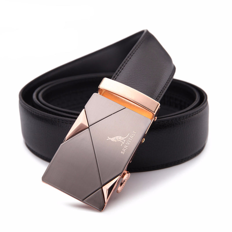 Leather Automatic Buckle Strap Belts For Men