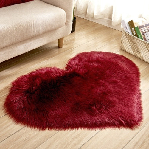 Fluffy Love Heart Carpet Mat Area Rug 