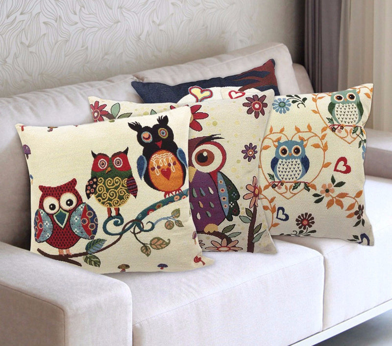 Owl Printed Cushion Pillow Cover