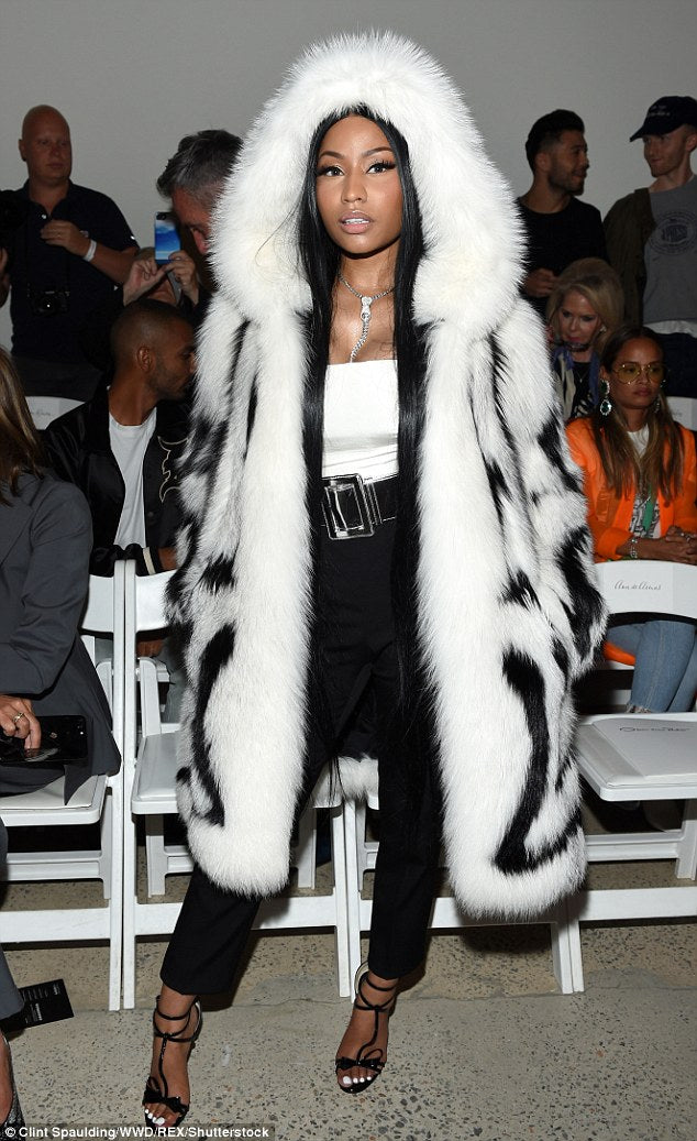 Nicki Minaj Rocks Fuzzy White Coat