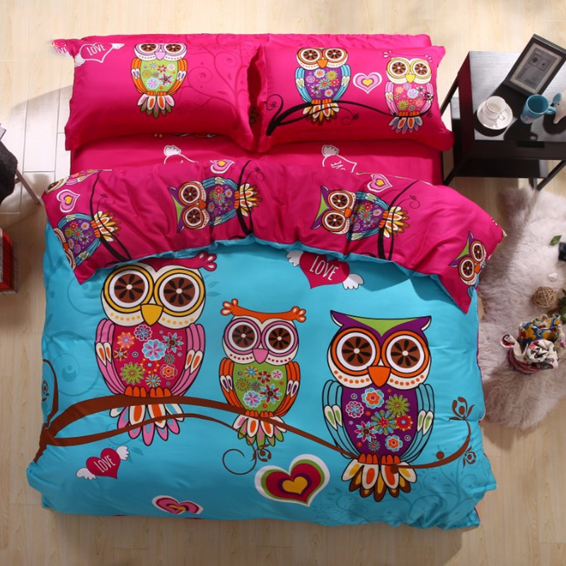 Kids Cotton Boys & Girls 3d Owl Bedding Set 