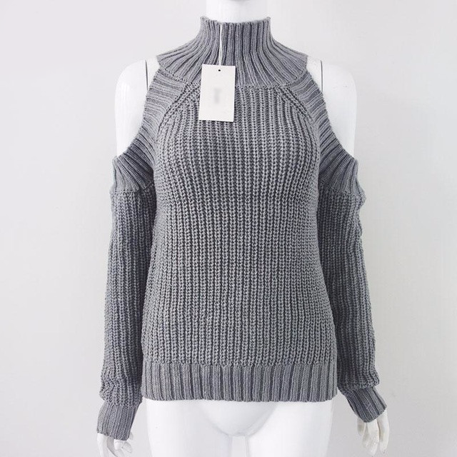 Turtleneck Off Shoulder Knitted Sweater 