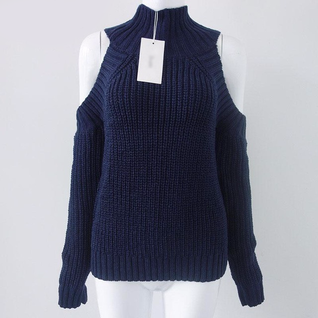 Turtleneck Off Shoulder Knitted Sweater 
