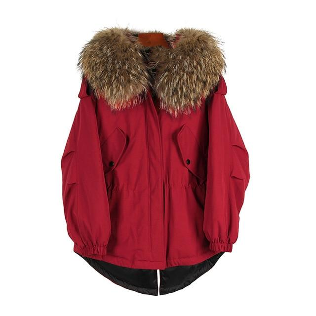 Women's Down Coat With Real Raccoon Fur 