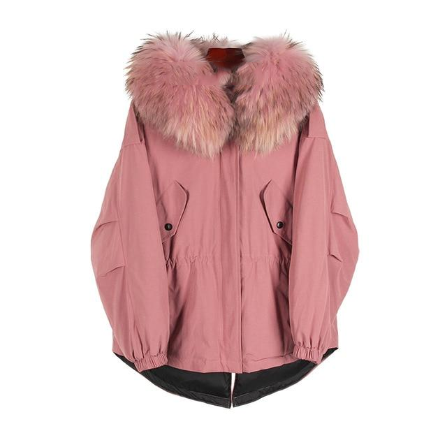 Women's Down Coat With Real Raccoon Fur 