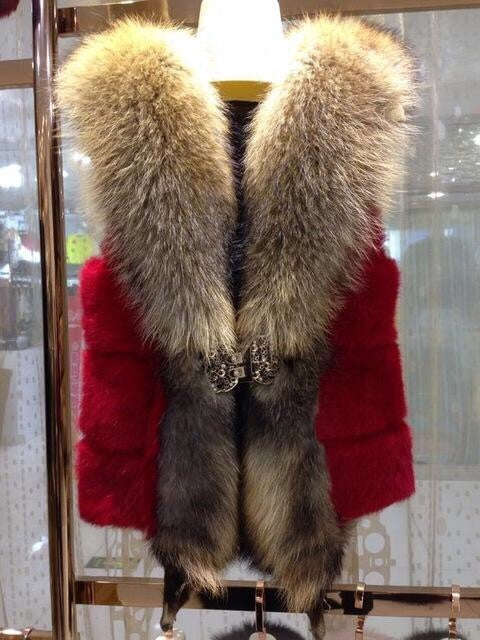 Luxury Fur Vest Coat With Big Fur Collar 
