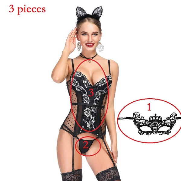 Chase Me Lace Corset Lingerie 