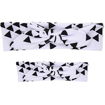 Multi-Color 2PC/Set Mom Baby Rabbit Ears Tie Bow Headband 