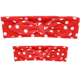 Multi-Color 2PC/Set Mom Baby Rabbit Ears Tie Bow Headband 