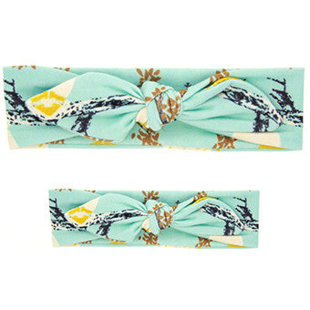 Multi-Color 2PC/Set Mom Baby Rabbit Ears Tie Bow Headband 