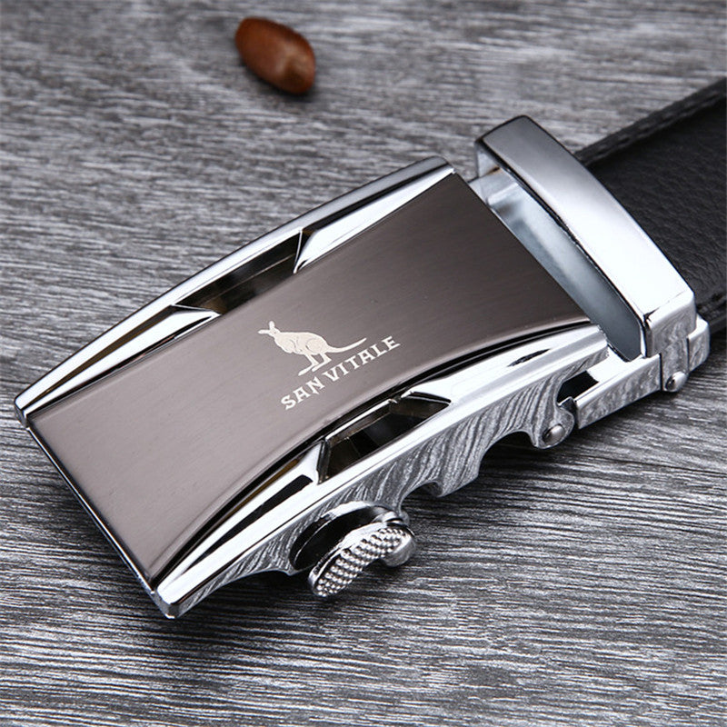 Leather Men's Belt Metal Automatic Buckle 