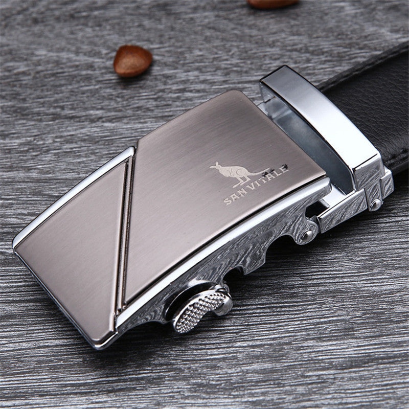 Leather Men's Belt Metal Automatic Buckle 