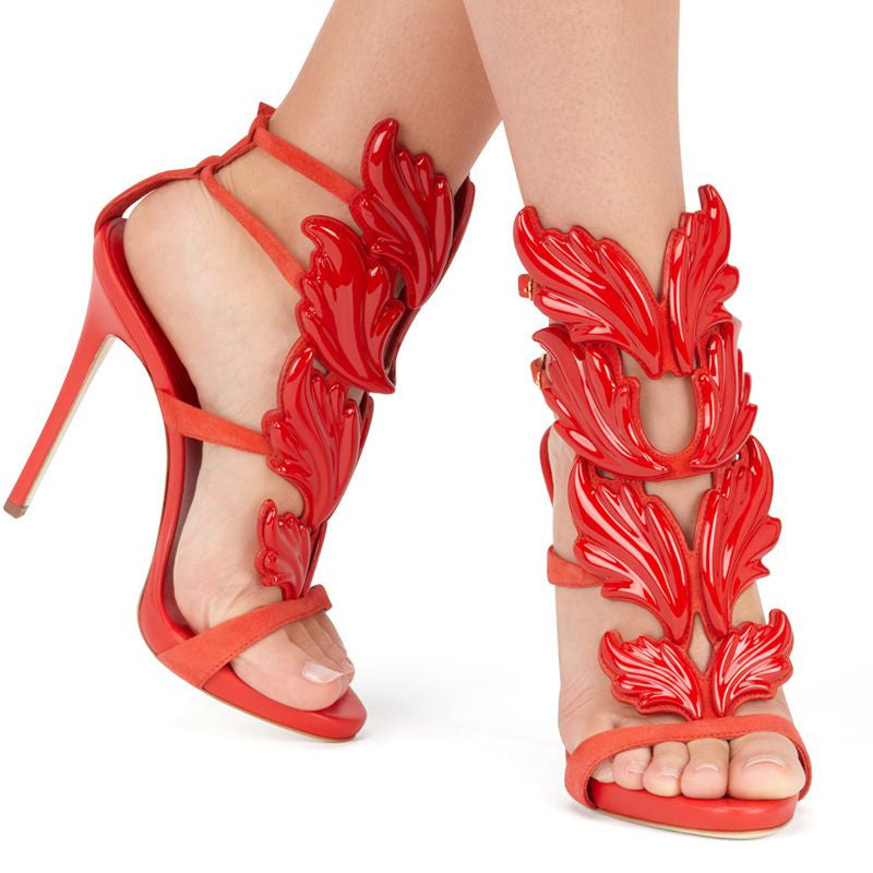 Classy Leaf Peep Toe High Heel Sandal 