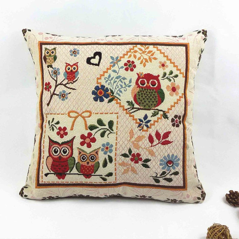 Owl Printed Cushion Pillow Cover 