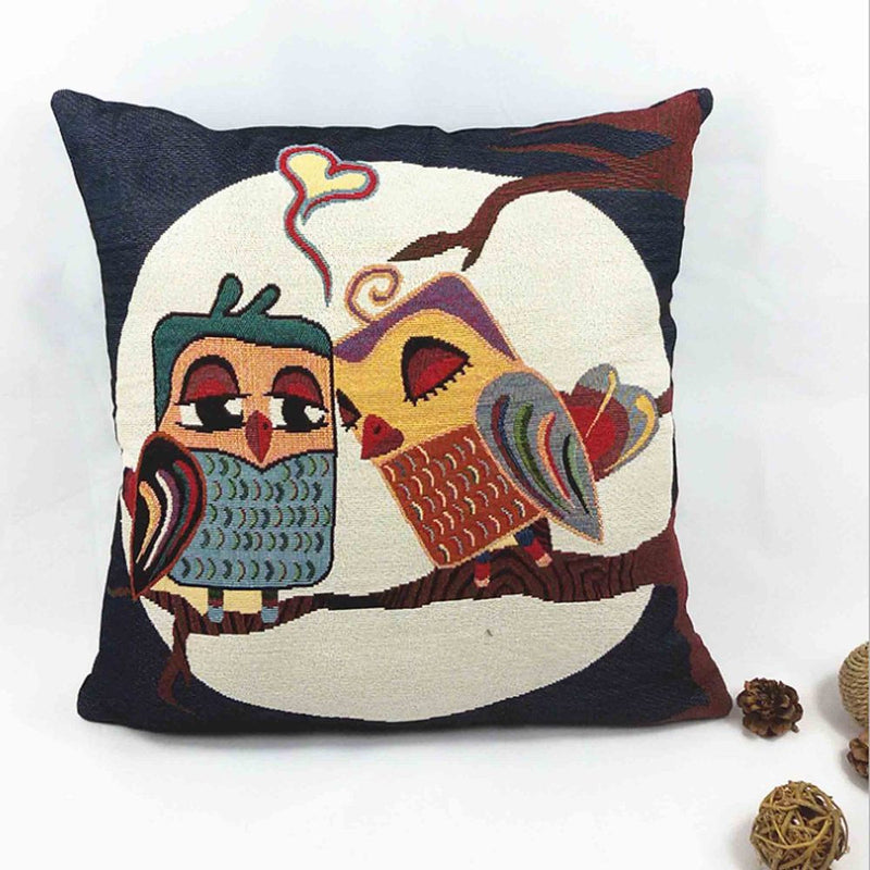 Owl Printed Cushion Pillow Cover 