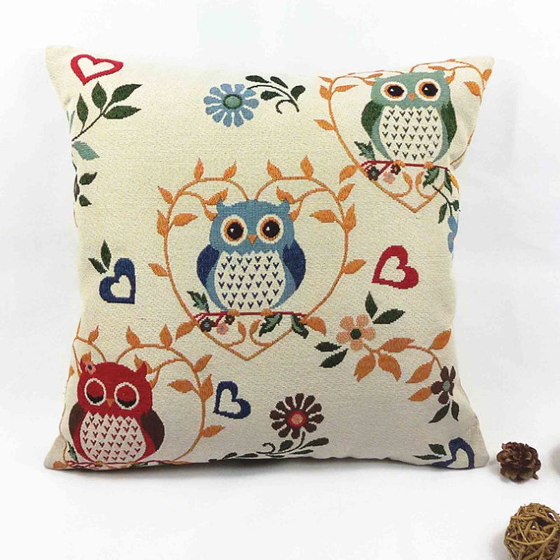 Owl Printed Cushion Pillow Cover 