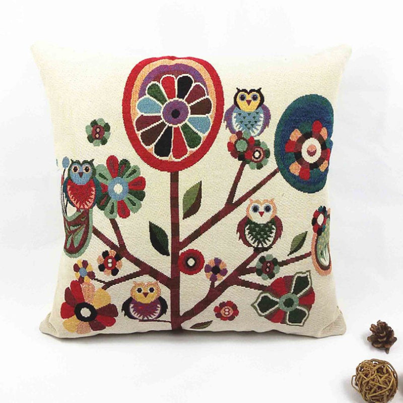 Owl Printed Cushion Pillow Cover 