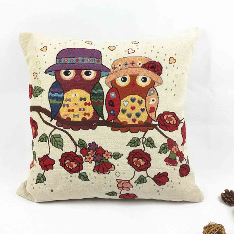 Owl Printed Cushion Pillow Cover 