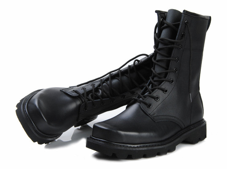 Leather Combat And Steel Head Tooling Boots 
