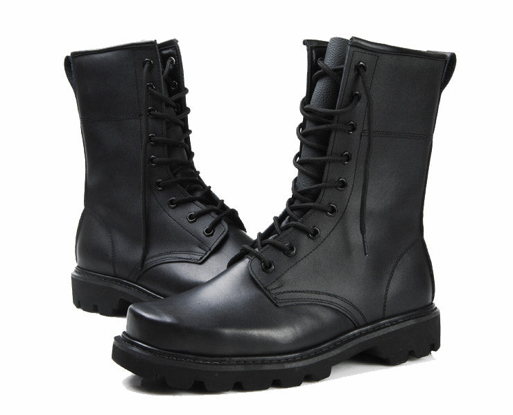 Leather Combat And Steel Head Tooling Boots 