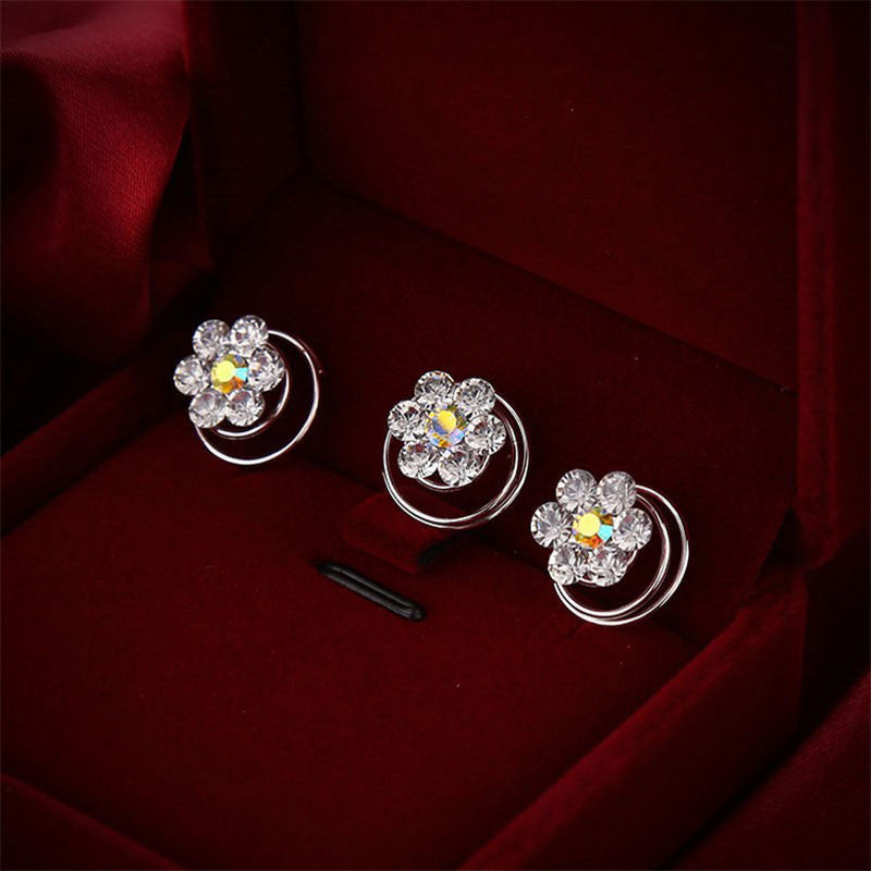 Crystal Rhinestone Flower Hair Clips Hairpins 